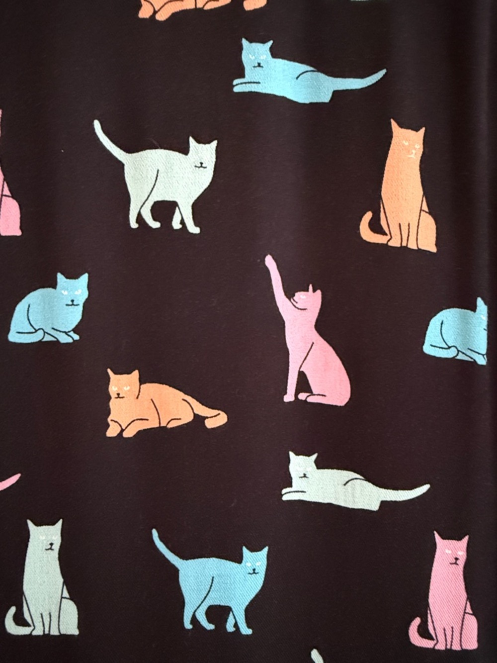 Black Cats Print Shift Dress with Pastel Accents - Picture 4 of 6
